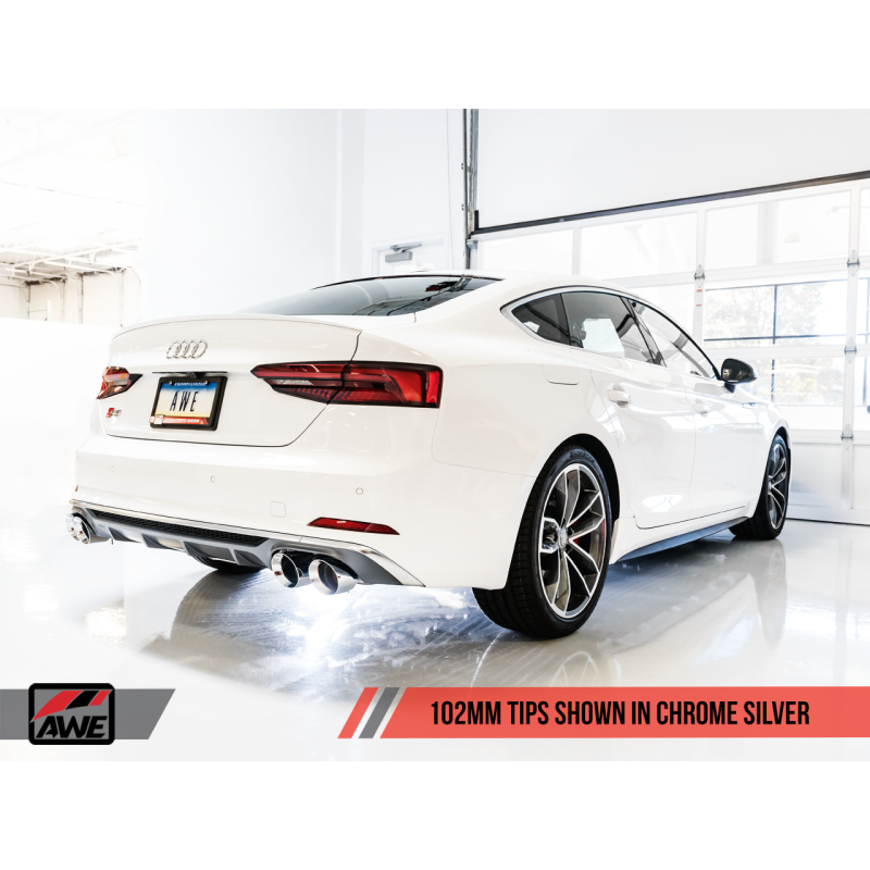 AWE Tuning Audi B9 S5 Sportback SwitchPath Exhaust - Non-Resonated (Silver 102mm Tips) - T1 Motorsports