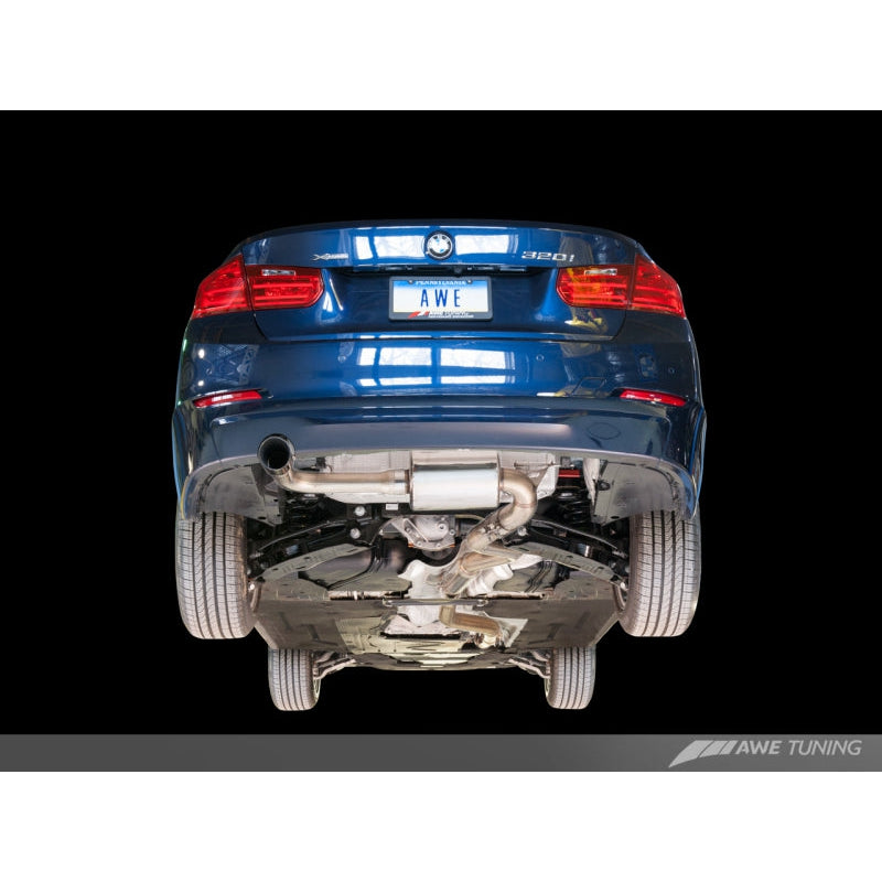 AWE Tuning BMW F30 320i Touring Exhaust w/Performance Mid Pipe - Diamond Black Tip (90mm)
