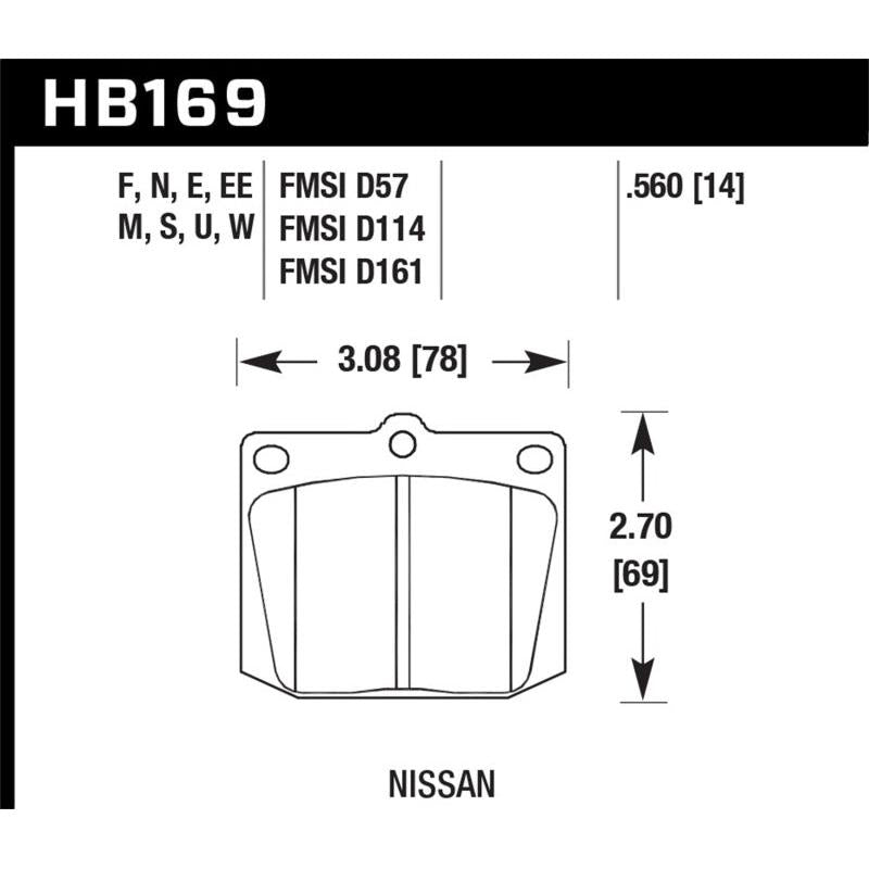 Hawk Nissan 810/240Z/260Z/280Z/620 / Toyota Corona/Cressida/Crown/PU HT-10 Front Race Brake Pads - T1 Motorsports