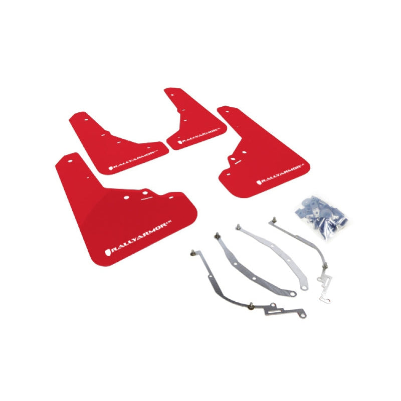 Rally Armor 2012-18 Fiat 500 (Pop/Sport/Lounge/Abarth) Red Mud Flap w/ White Logo - T1 Motorsports