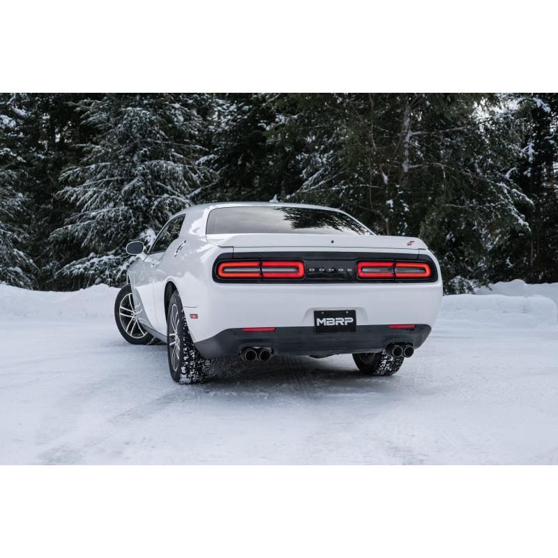 MBRP 2015+ Dodge Challenger 3.6L SS 2.5in Quad Tip Split Rear Exit w/ Carbon Fiber Tips - T304 - T1 Motorsports
