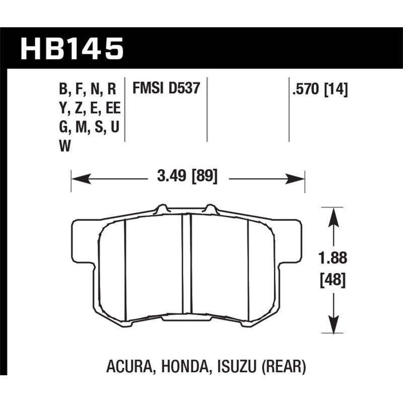 Hawk 06+ Civic Si Ceramic Street Rear Brake Pads - T1 Motorsports