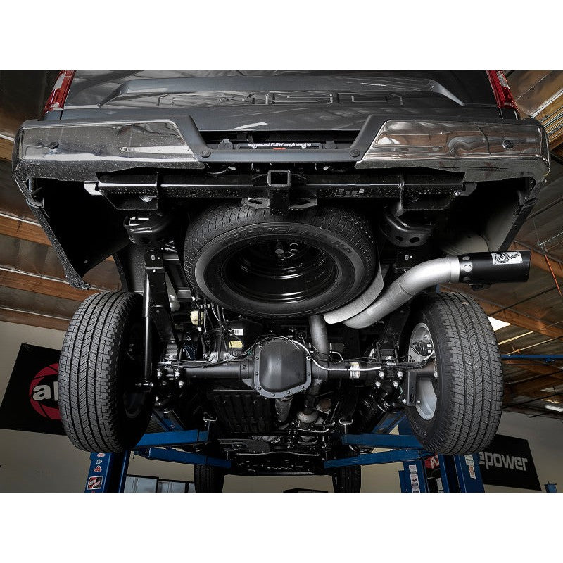 aFe Large Bore-HD 4in 409 SS DPF-Back Exh 18-19 Ford F-150 V6-3.0L (td) w/ Black Tip