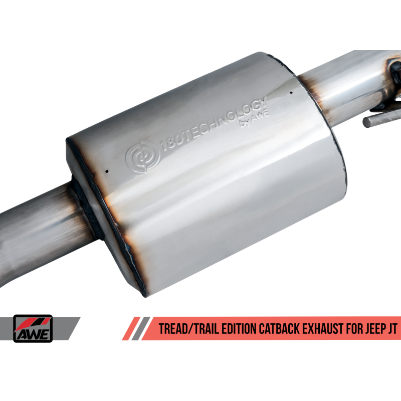 AWE Tuning 20-21 Jeep Gladiator JT 3.6L Tread Edition Cat-Back Dual Exhaust - Diamond Black Tip