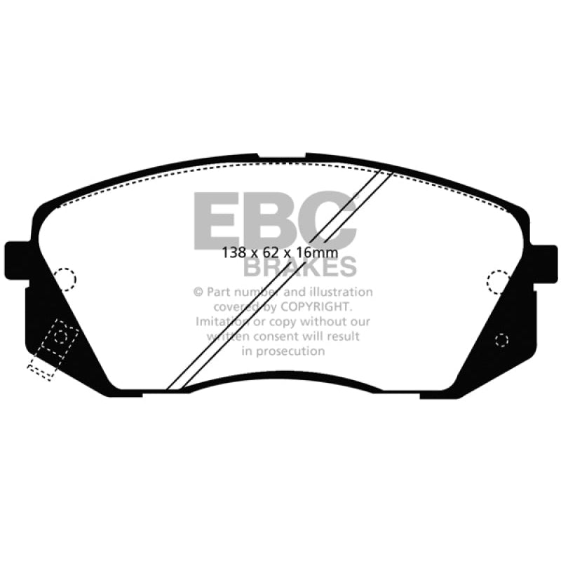EBC Redstuff Brake Pads -  15+ Hyundai Sonata 1.6 Turbo (Elec Park Brake) - Front Brake Pads