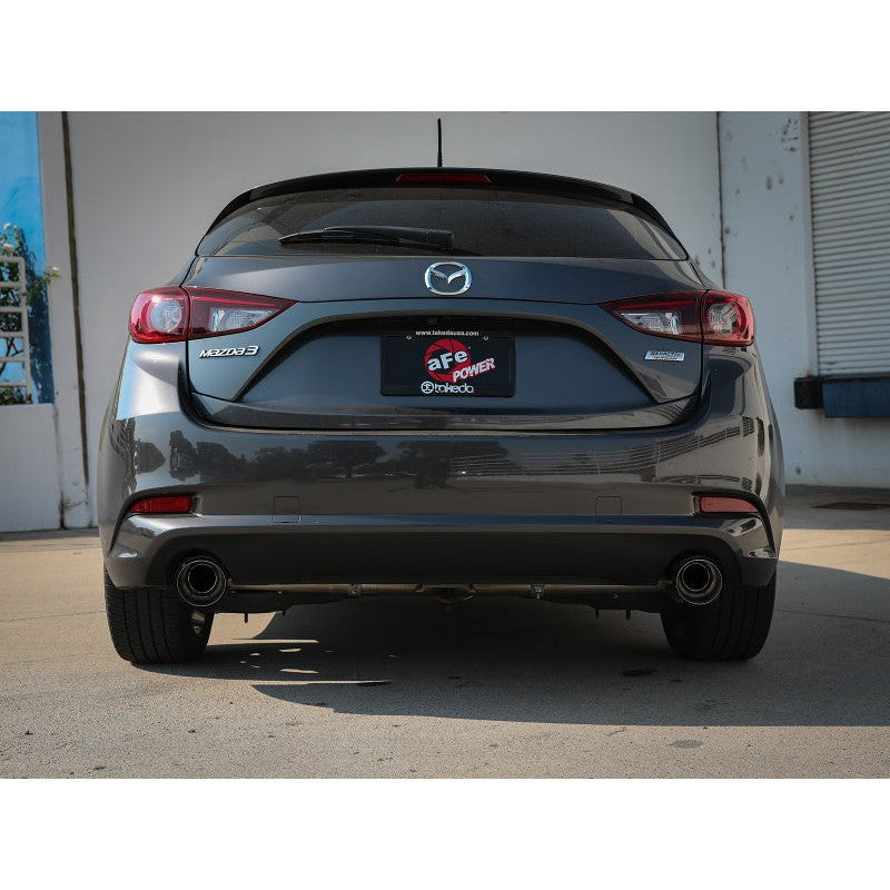 aFe Takeda 2-1/2in 304 SS Cat-Back Exhaust w/ Carbon Fiber Tips 14-18 Mazda 3 L4 2.0L/2.5L
