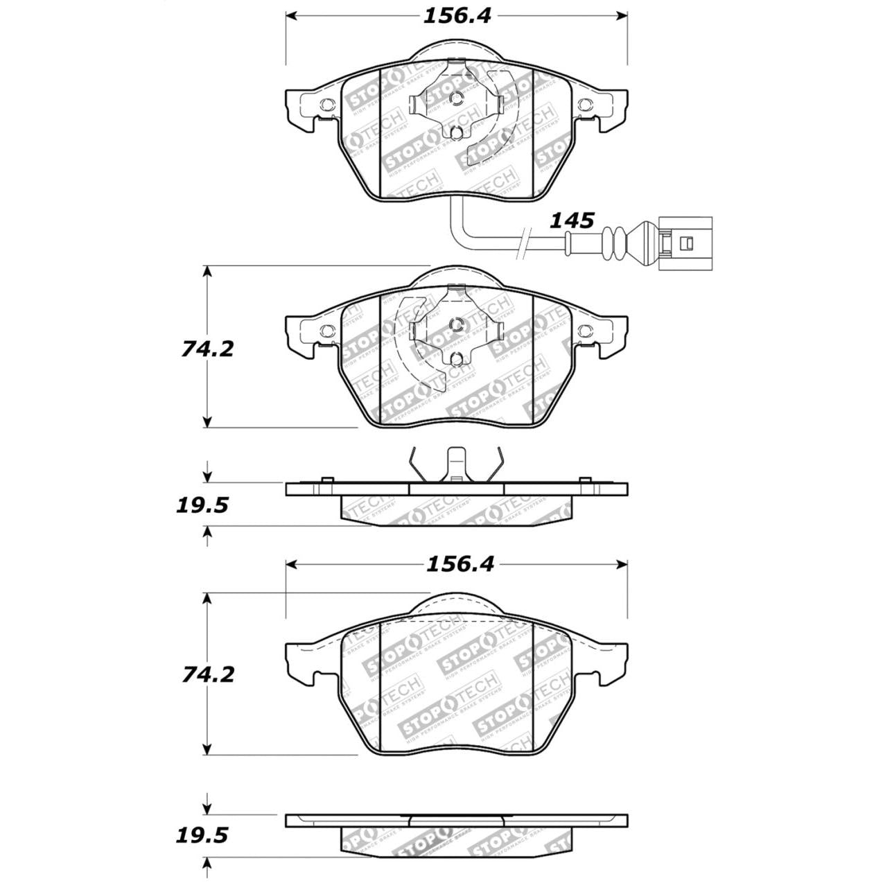 StopTech Performance 99-08 VW Jetta / 5/99-05 Golf GTi/GLS Turbo Front Brake Pads