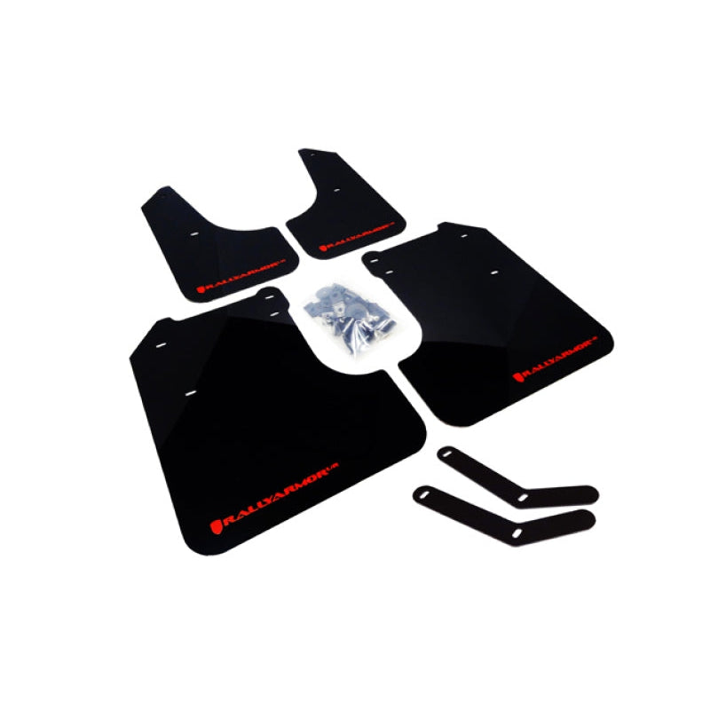 Rally Armor 08-10 Subaru WRX (Hatch & Sedan) / 08-11 Impreza 2.5i Black UR Mud Flap w/ Red Logo - T1 Motorsports