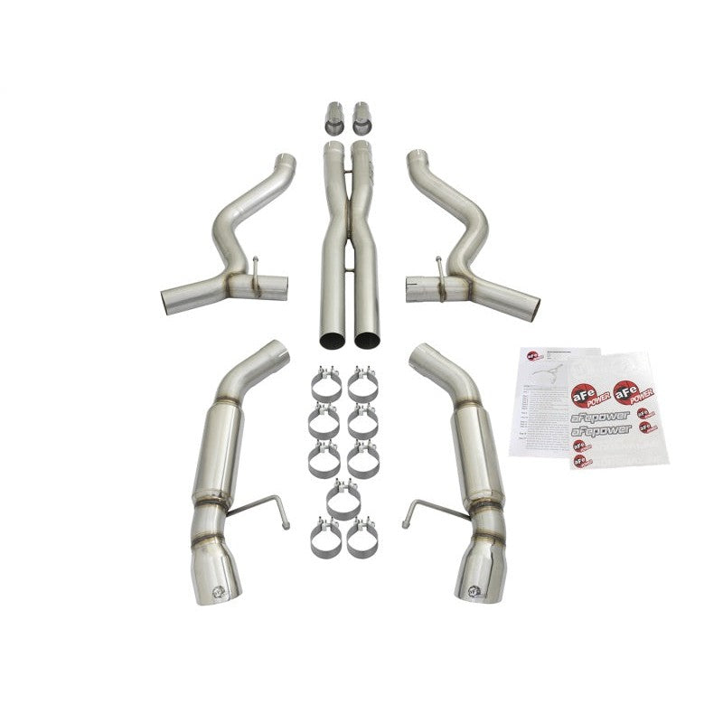 aFe MACHForce XP 3in Aggressive Toned Cat-Back Exhausts w/ Polished Tips 15-17 Ford Mustang V6/V8