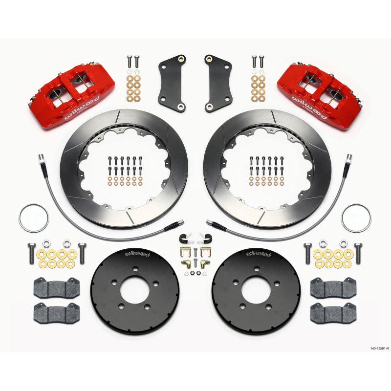 Wilwood Dynapro 6 Front Hat Kit 12.88in Red 2005-Up Mazda 3 w/ Lines - T1 Motorsports