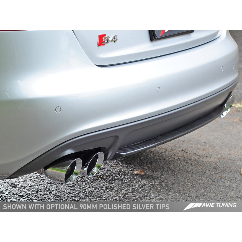 AWE Tuning Audi B8 / B8.5 S4 3.0T Track Edition Exhaust - Chrome Silver Tips (90mm)