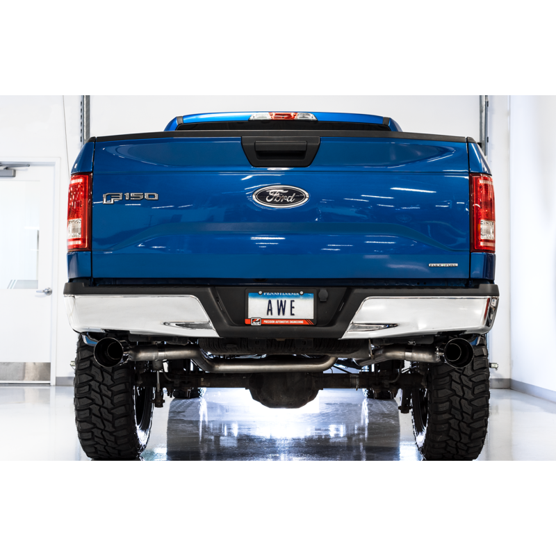 AWE Tuning 2015+ Ford F-150 0FG Dual Exit Performance Exhaust System w/5in Diamond Black Tips