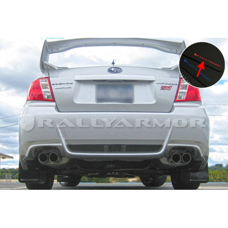 Rally Armor 11-14 Subaru WRX/STI (Sedan Only) Black UR Mud Flap w/ Red Logo - T1 Motorsports