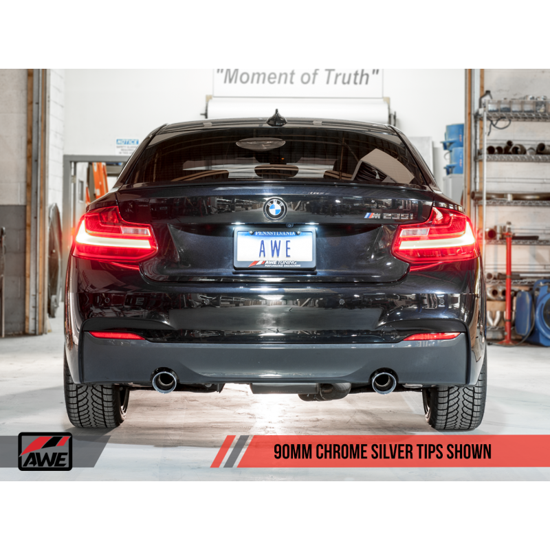 AWE Tuning BMW F22 M235i / M240i Touring Edition Axle-Back Exhaust - Chrome Silver Tips (90mm)