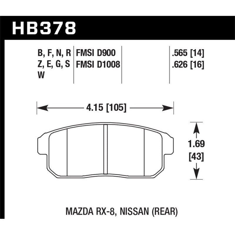 Hawk Mazda RX-8 / Nissan Track DTC-30 Race Rear Brake Pads | T1