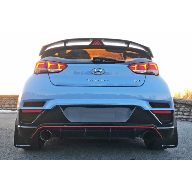 Rally Armor 19-22 Hyundai Veloster N Black UR Mud Flap w/ White Logo - T1 Motorsports