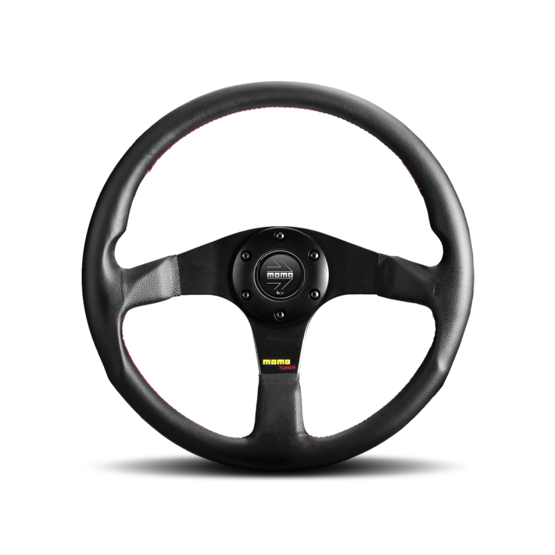 Momo Tuner Steering Wheel 320 mm - Black Leather/Red Stitch/Black Spokes