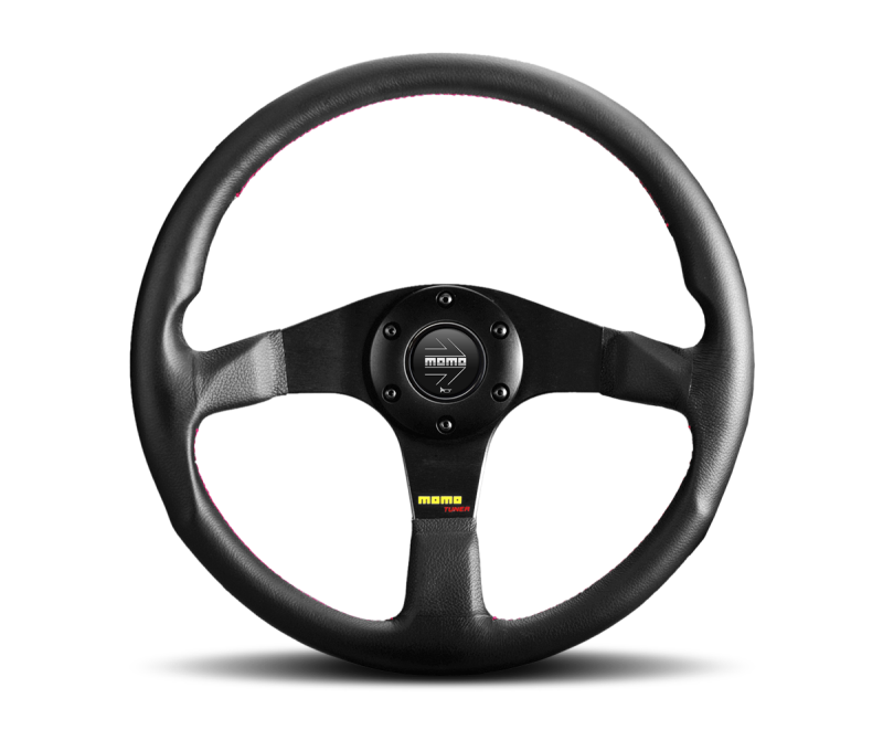 Momo Tuner Steering Wheel 350 mm - Black Leather/Red Stitch/Black