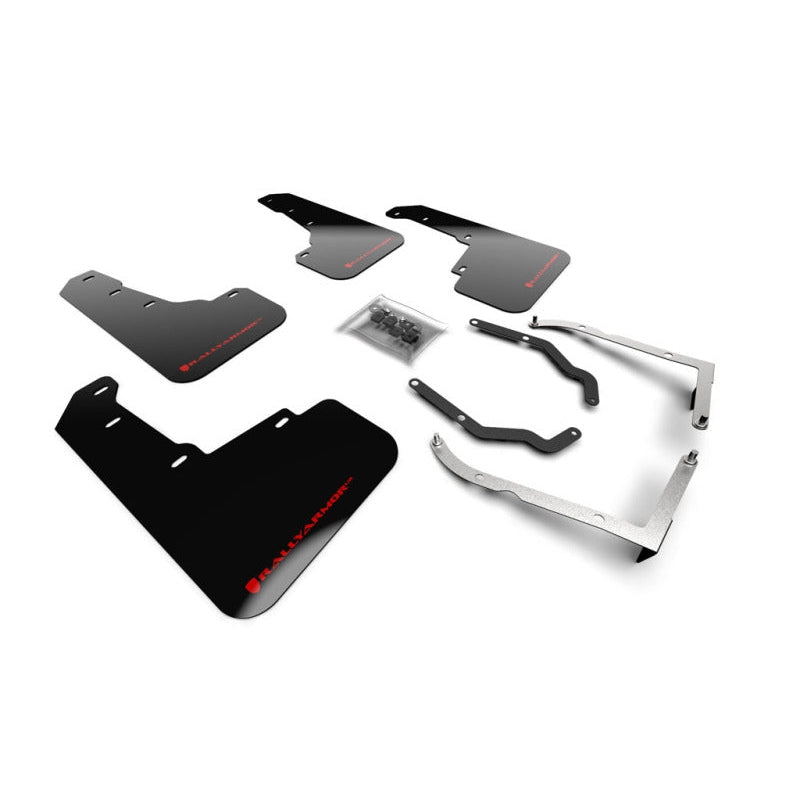 Rally Armor 18-22 Subaru Crosstrek Lift/AT Black UR Mud Flap w/ Red Logo - T1 Motorsports