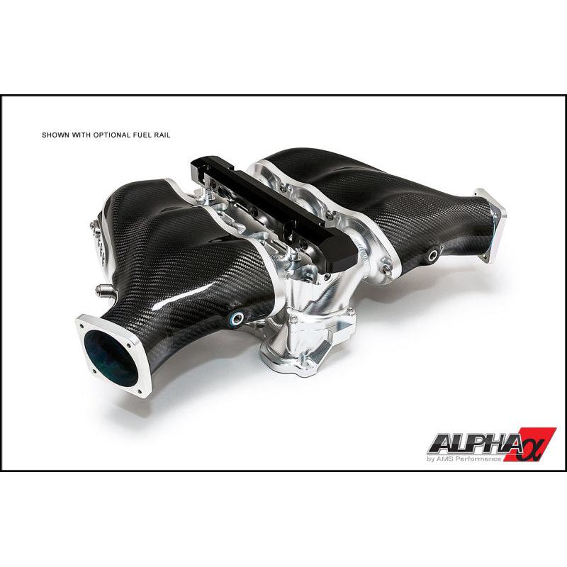 AMS Performance 2009+ Nissan GT-R Alpha Carbon Fiber/Billet Intake Manifold w/Std Fuel Rail - Clear