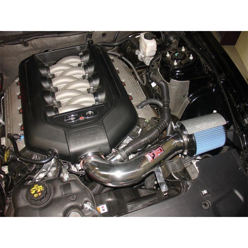 Injen 11 Ford Mustang GT V8 5.0L Power-Flow Wrinkle Blk Short Ram Air Intake w/ MR Tech/Heat Shield - T1 Motorsports