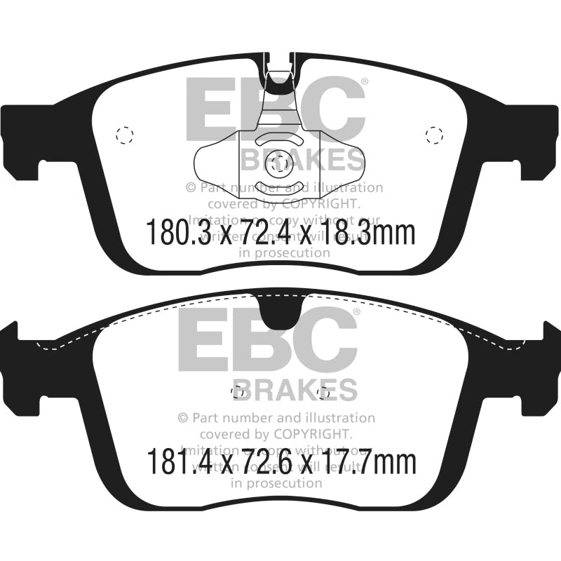 EBC Redstuff Brake Pads -  2016+ Volvo XC60 2.0L Turbo T5 - Front Brake Pads