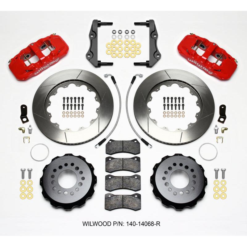 Wilwood AERO4 Rear Kit 14.25in Red 2014-Up Challenger w/Lines - T1 Motorsports