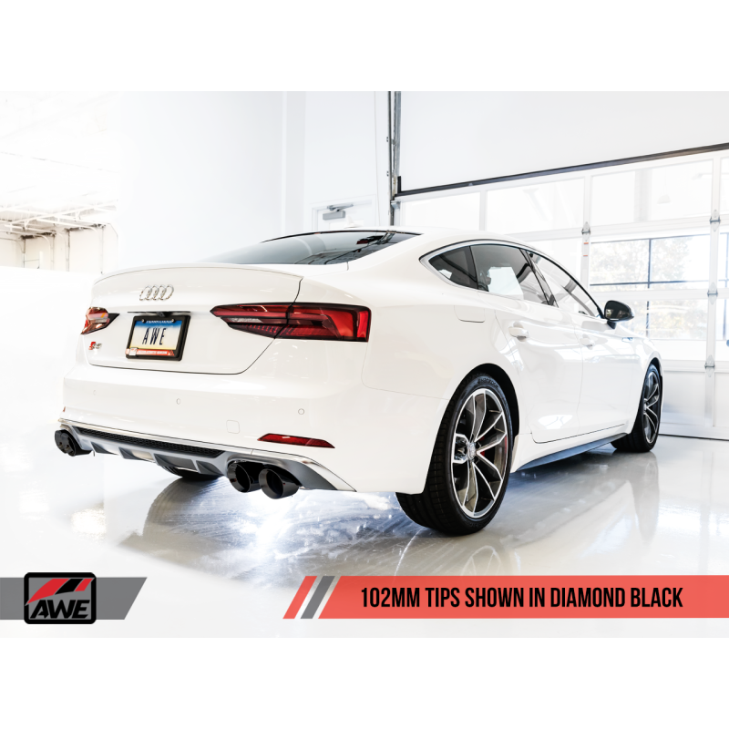 AWE Tuning Audi B9 S5 Sportback Track Edition Exhaust - Non-Resonated (Black 102mm Tips)