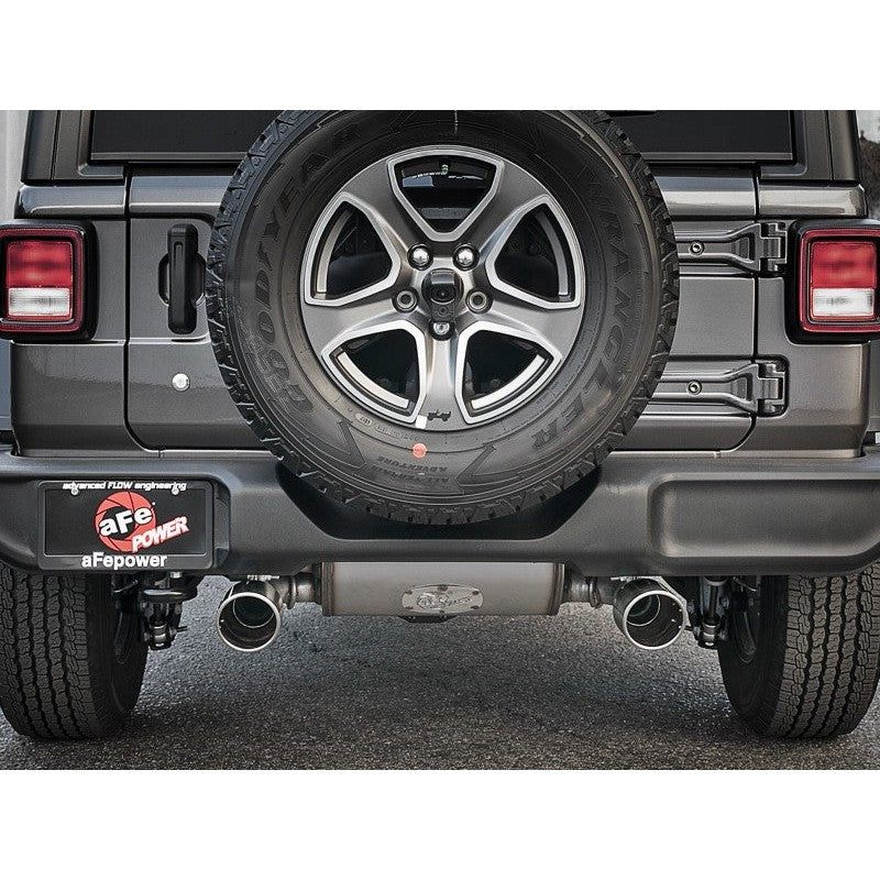 aFe Rebel Series 409 Stainless Steel Cat-Back Exhaust 18-21 Jeep Wrangler JL 2.0L (t) - Polished Tip