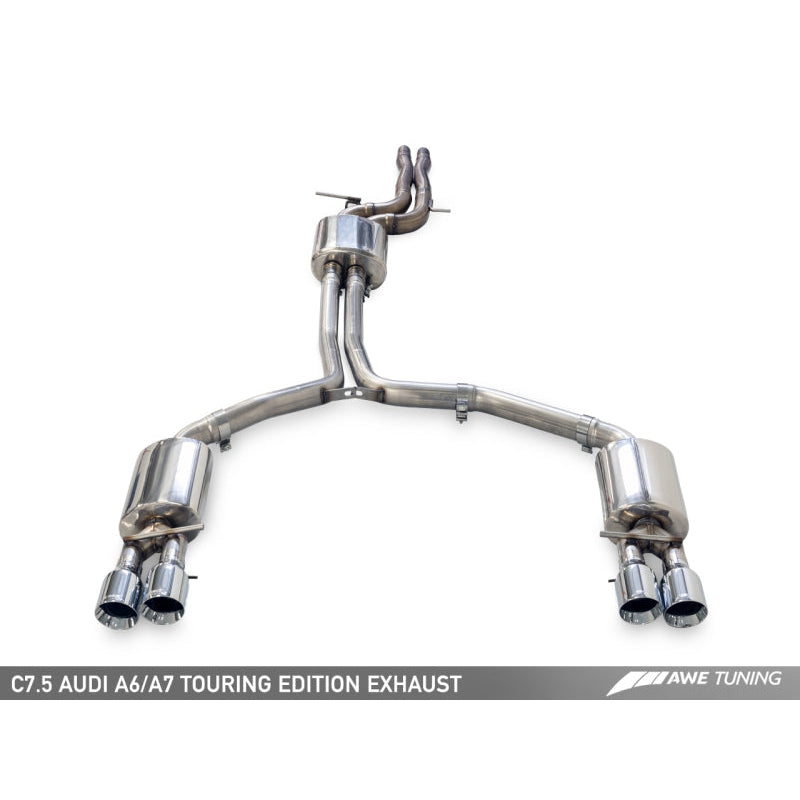 AWE Tuning Audi C7.5 A6 3.0T Touring Edition Exhaust - Quad Outlet Chrome Silver Tips - T1 Motorsports