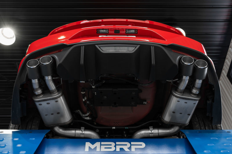 MBRP 18-20 Ford Mustang GT 5.0 w/ Quad Tip Active Exhaust Cat Back Split Rear T304 w/ Carb Fib Tips - T1 Motorsports