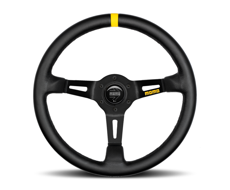 momomomo☆ Momo MOD08 Steering Wheel 350 mm - Black Leather/Black Spokes/1 Stripe