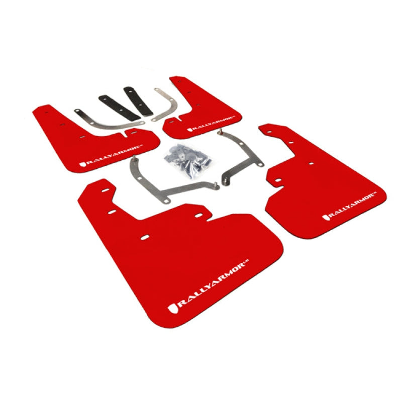 Rally Armor 17-22 Subaru Impreza Red UR Mud Flap w/ White Logo - T1 Motorsports
