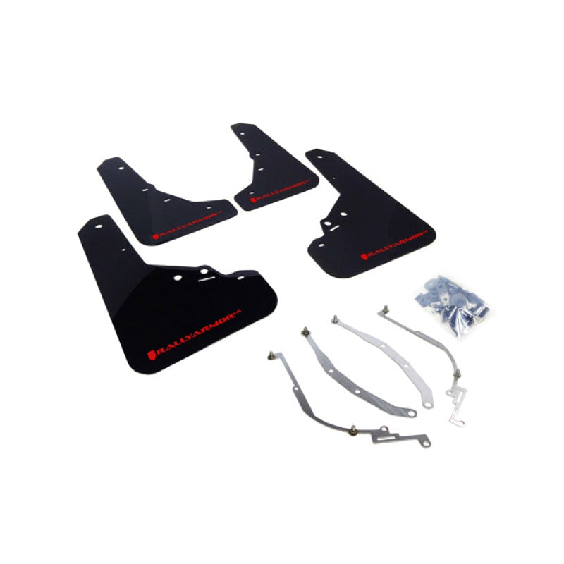 Rally Armor 12-18 Fiat 500 (Pop/Sport/Lounge/Abarth) Black UR Mud Flap w/ Red Logo - T1 Motorsports