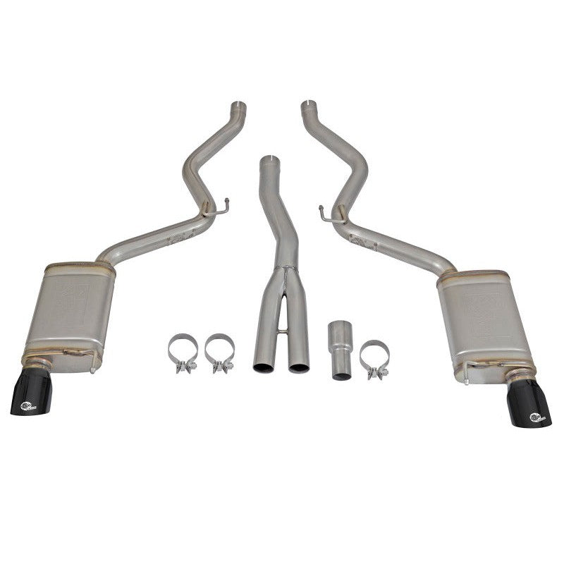 aFe MACHForce XP Exhausts Cat-Back SS-304 EXH w/ Black Tips 15-16 Ford Mustang EcoBoost 2.3L (t)