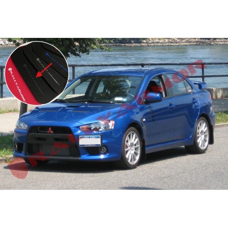 Rally Armor 08-17 Mitsubishi EVO X Black UR Mud Flap w/ Grey Logo - T1 Motorsports