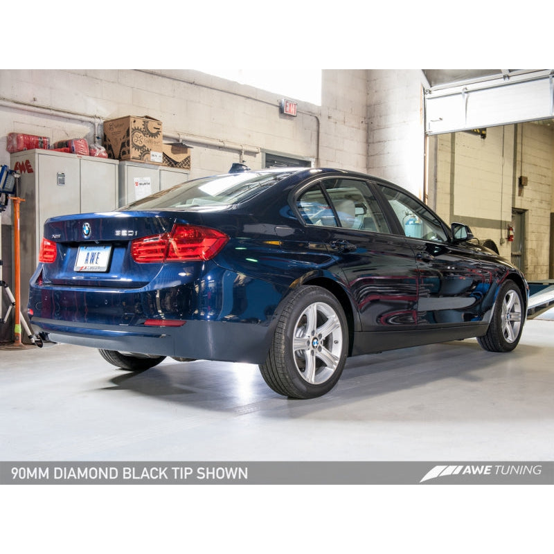 AWE Tuning BMW F30 320i Touring Exhaust w/Performance Mid Pipe - Diamond Black Tip (90mm)