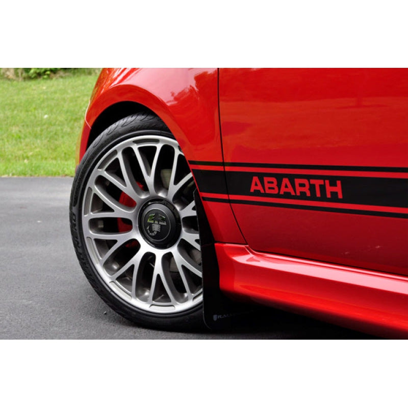Rally Armor 12-18 Fiat 500 (Pop/Sport/Lounge/Abarth) Black UR Mud Flap w/ Red Logo - T1 Motorsports