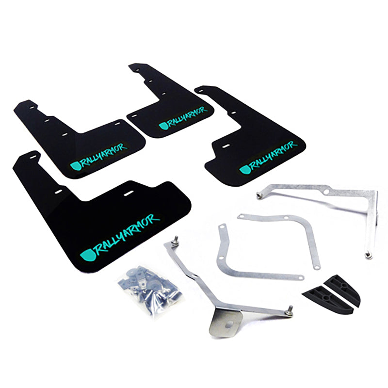 Rally Armor 15-21 Subaru WRX/STI (Sedan ONLY) Black UR Mud Flap w/ Teal Altered Font Logo - T1 Motorsports