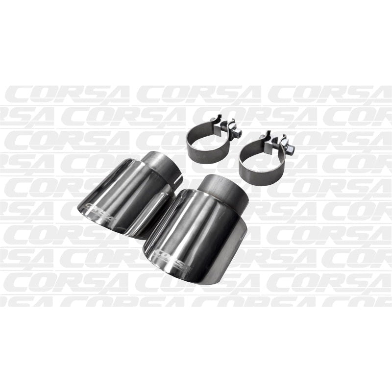 Corsa Black Two 4.0in Polished Pro-Series Tips - 2010-2014 Volkswagen R Mk6