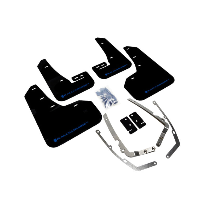 Rally Armor 15-21 VW Golf/GTI/TSI Black UR Mud Flap w/ Blue Logo - T1 Motorsports