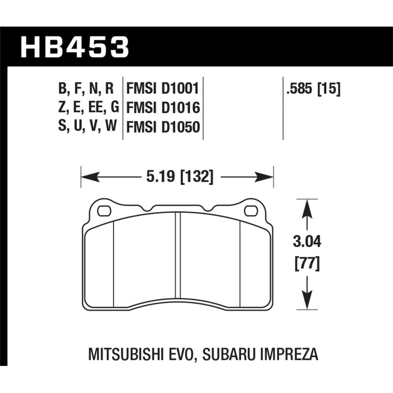 Hawk Street 5.0 Front Brake Pad Brembo 03-06 Evo / 04-14 STI / 09-10 Evo / 09-10 Genesis / 04-08 TL - T1 Motorsports