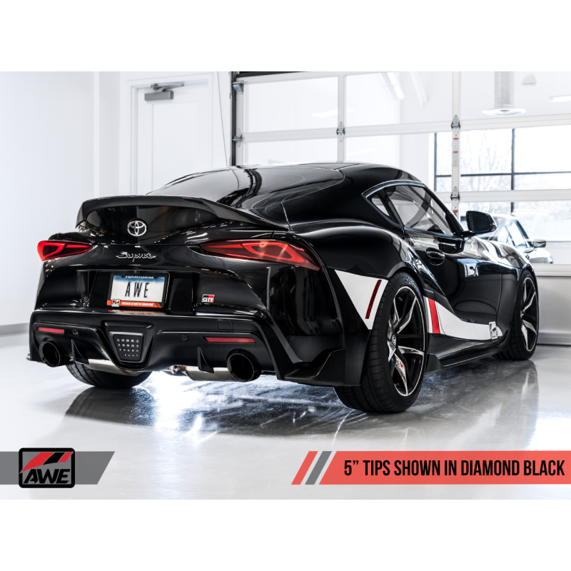 AWE 2020+ Toyota Supra A90 Non-Resonated Touring Edition Exhaust - 5in Diamond Black Tips