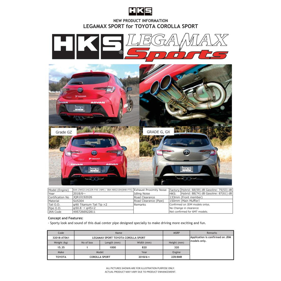 HKS Legamax Sport Exhaust System - Toyota Corolla Hatchback