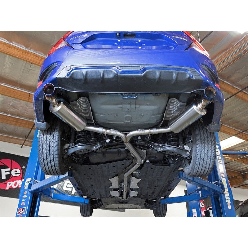 aFe POWER Takeda 16-17 Honda Civic I4-1.5L (t) 2.5-2.25in 304 SS CB Dual-Exit Exhaust Blue Tips