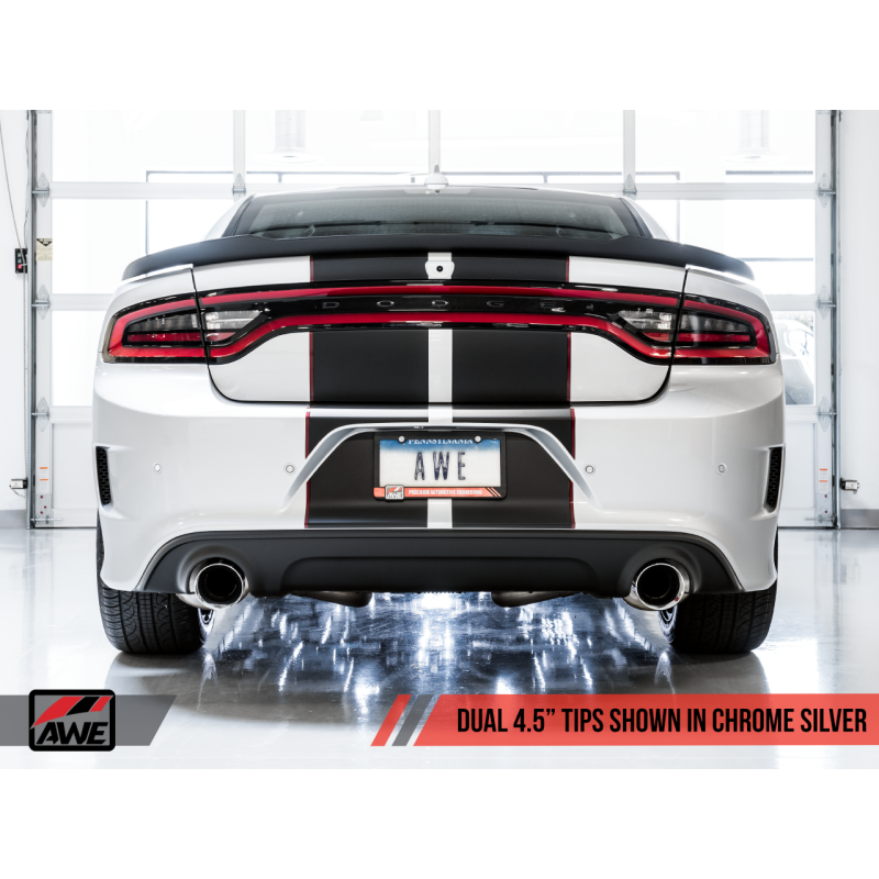 AWE Tuning 2017+ Dodge Charger 5.7L Touring Edition Exhaust - Non-Resonated - Chrome Silver Tips