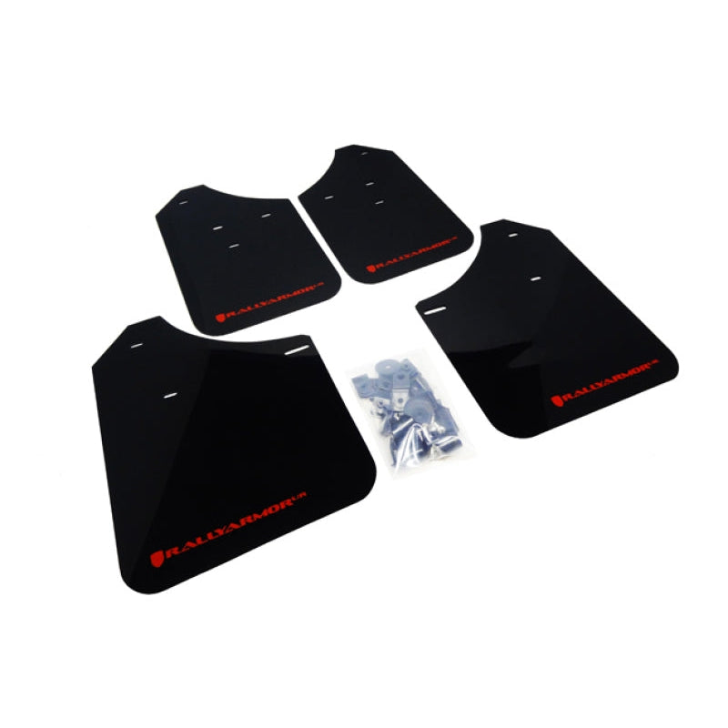 Rally Armor 02-07 Subaru WRX/STI/RS/2.5i (Wagons Req. Mod.) Black UR Mud Flap w/ Red Logo - T1 Motorsports