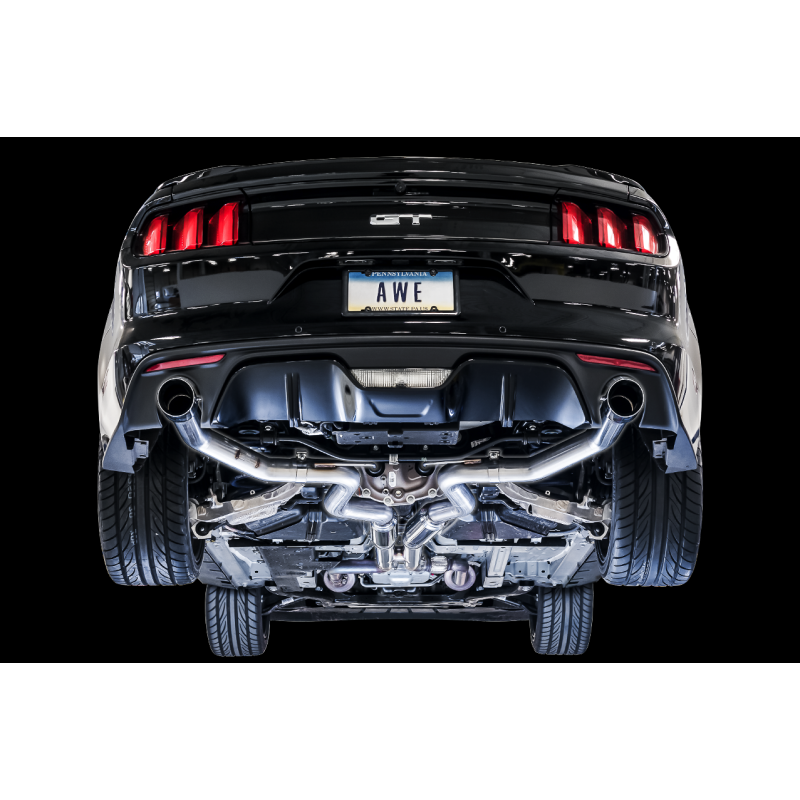AWE Tuning S550 Mustang GT Cat-back Exhaust - Track Edition (Chrome Silver Tips)