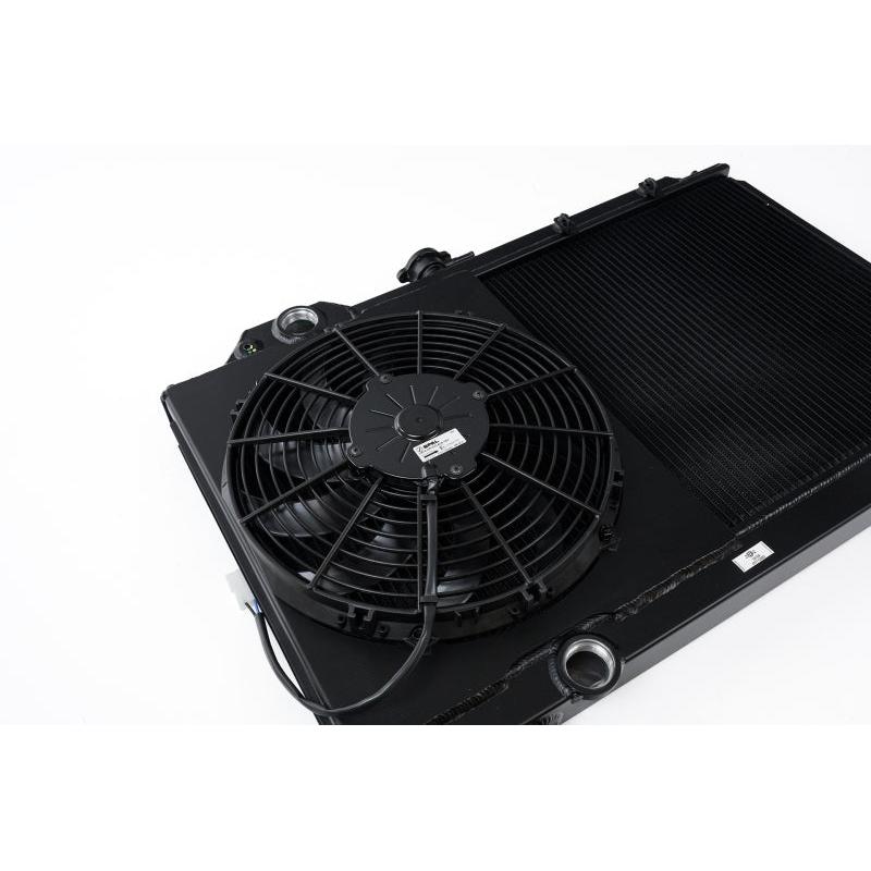 CSF 96-07 Mitsubishi Evo 4/5/6/7/8/9 Full-Slim Radiator w/12in Fan & Shroud/-16AN - Black - T1 Motorsports