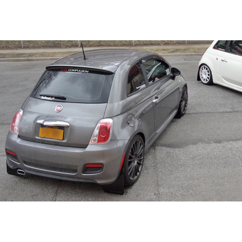 Rally Armor 12-18 Fiat 500 (Pop/Sport/Lounge/Abarth) Black UR Mud Flap w/ Red Logo - T1 Motorsports